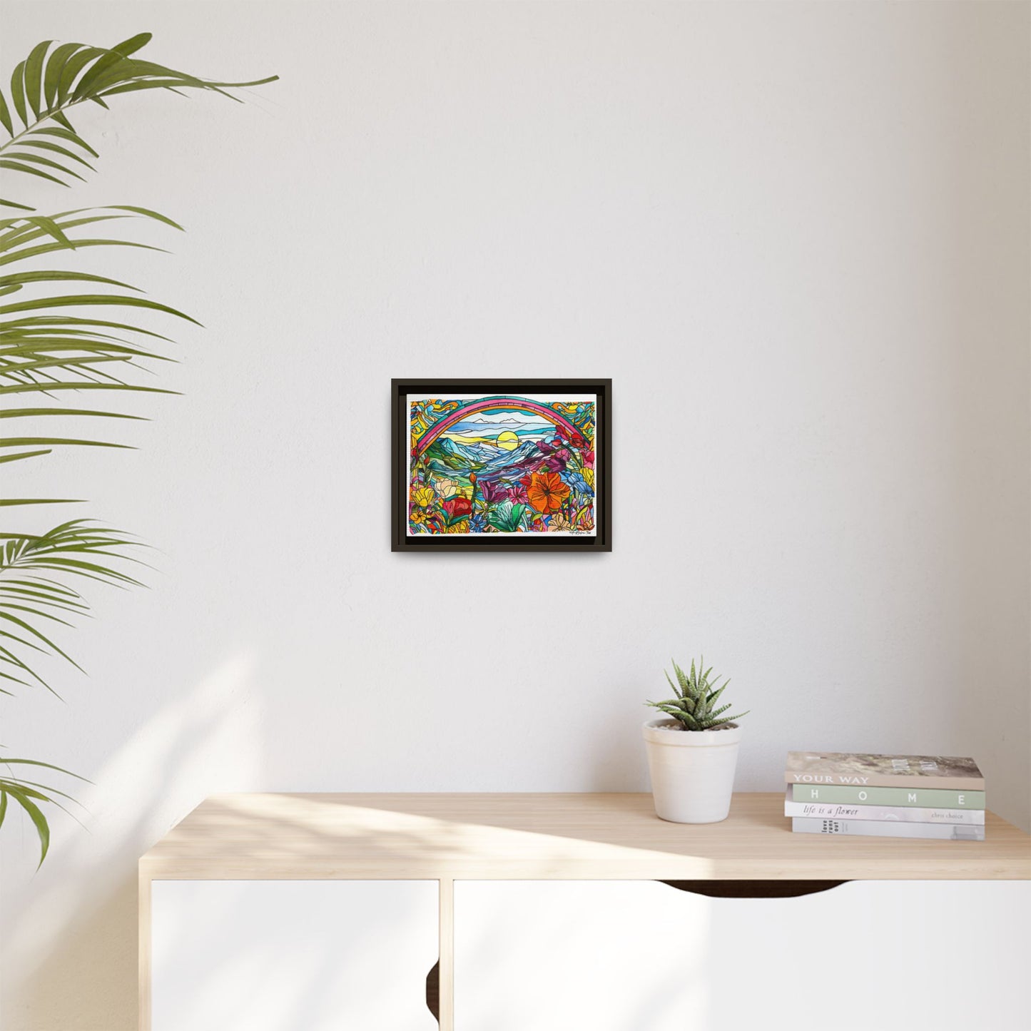 Watercolor Stained Glass Landscape Canvas Print