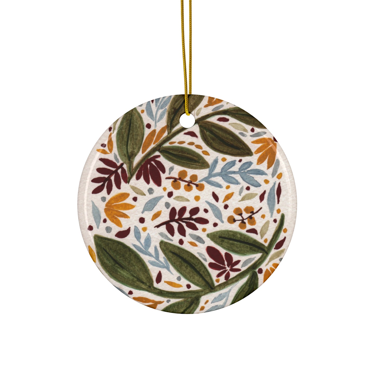 Green & Yellow Floral Ceramic Ornament