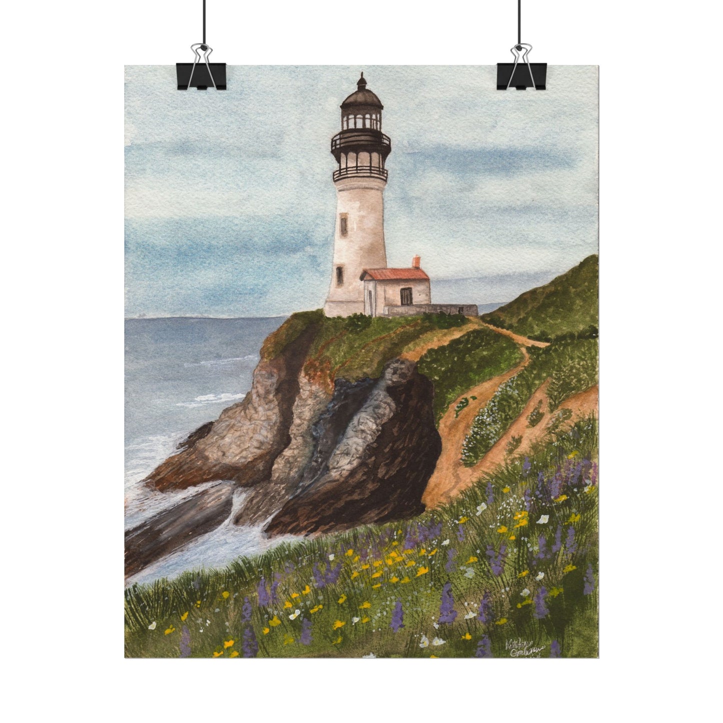 Lighthouse Textured Watercolor Matte Poster