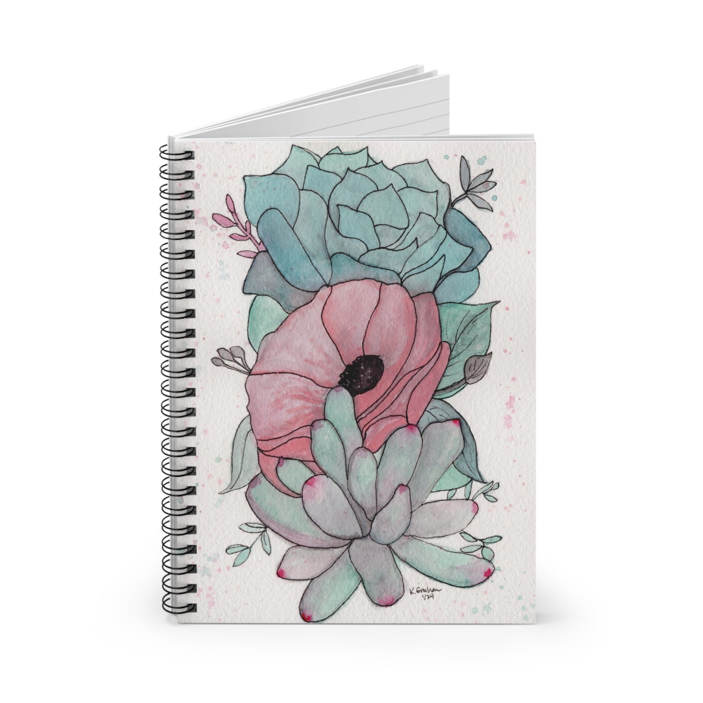 Watercolor Succulents Spiral Notebook