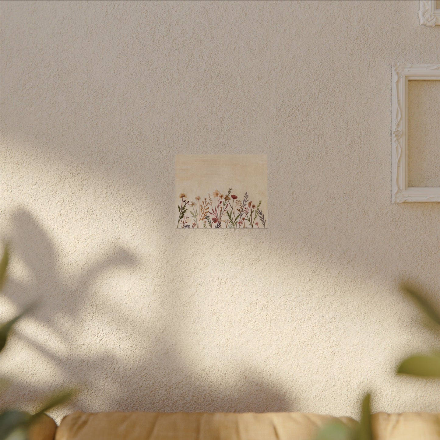 Neutral Wildflowers Textured Watercolor Matte Poster
