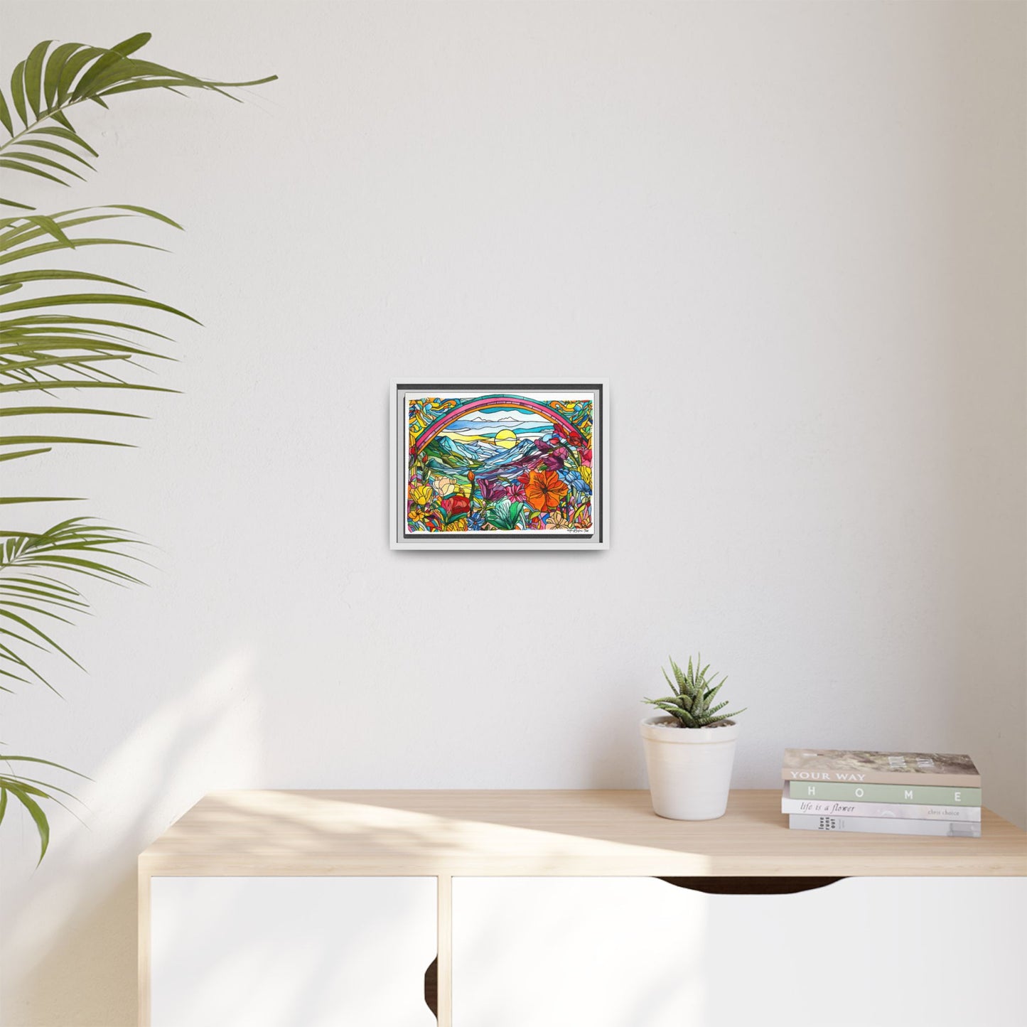 Watercolor Stained Glass Landscape Canvas Print