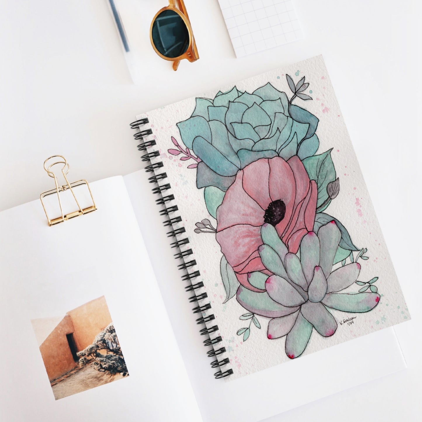 Watercolor Succulents Spiral Notebook