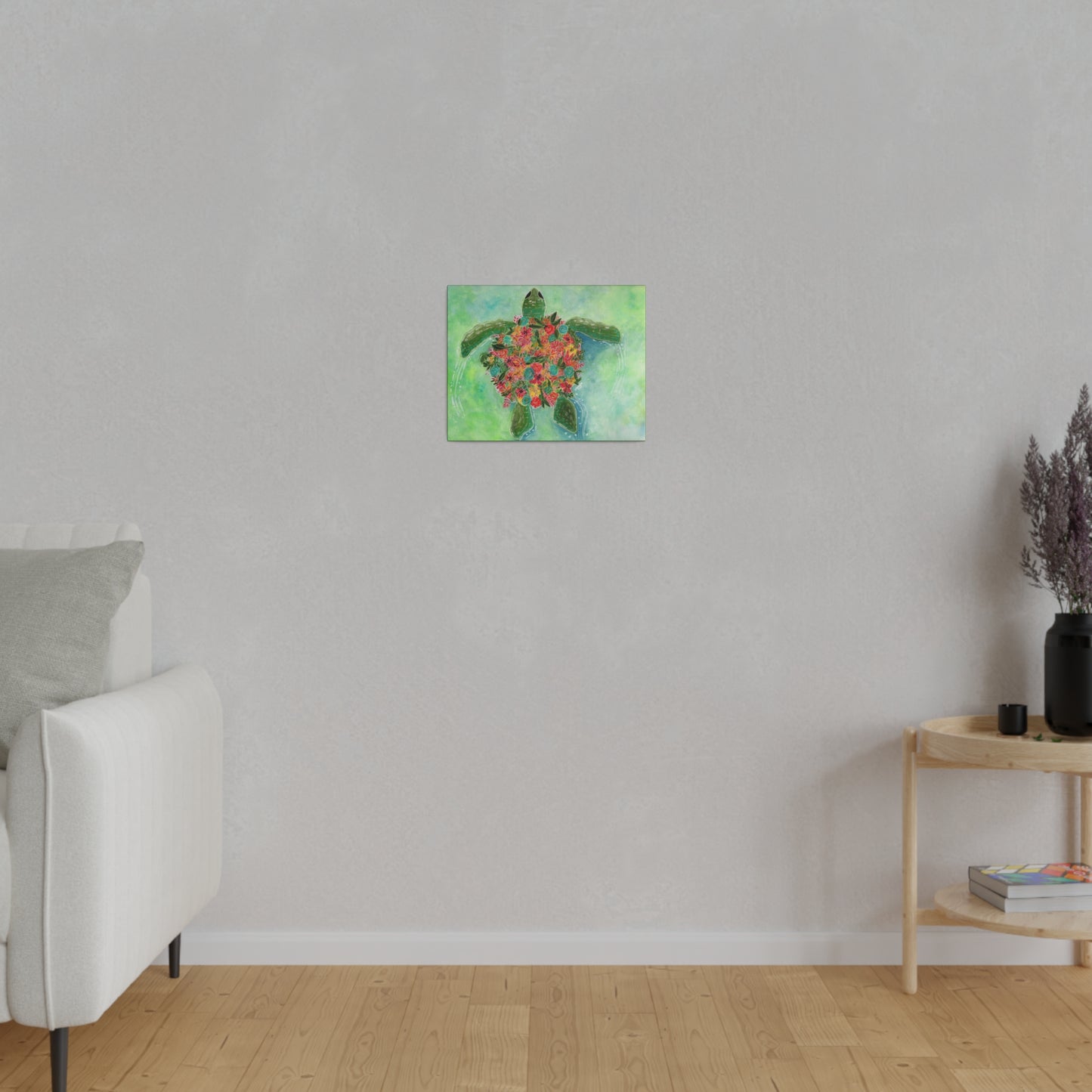 Watercolor Floral Turtle Canvas