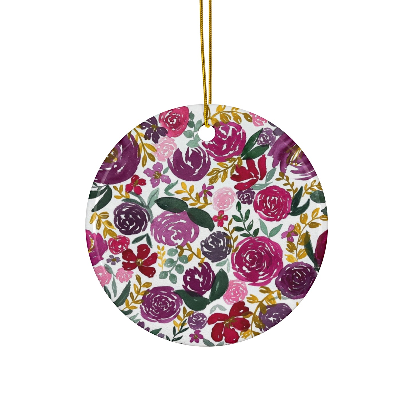 Colorful Florals Ceramic Ornament