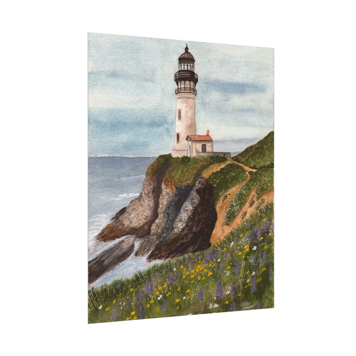 Lighthouse Textured Watercolor Matte Poster