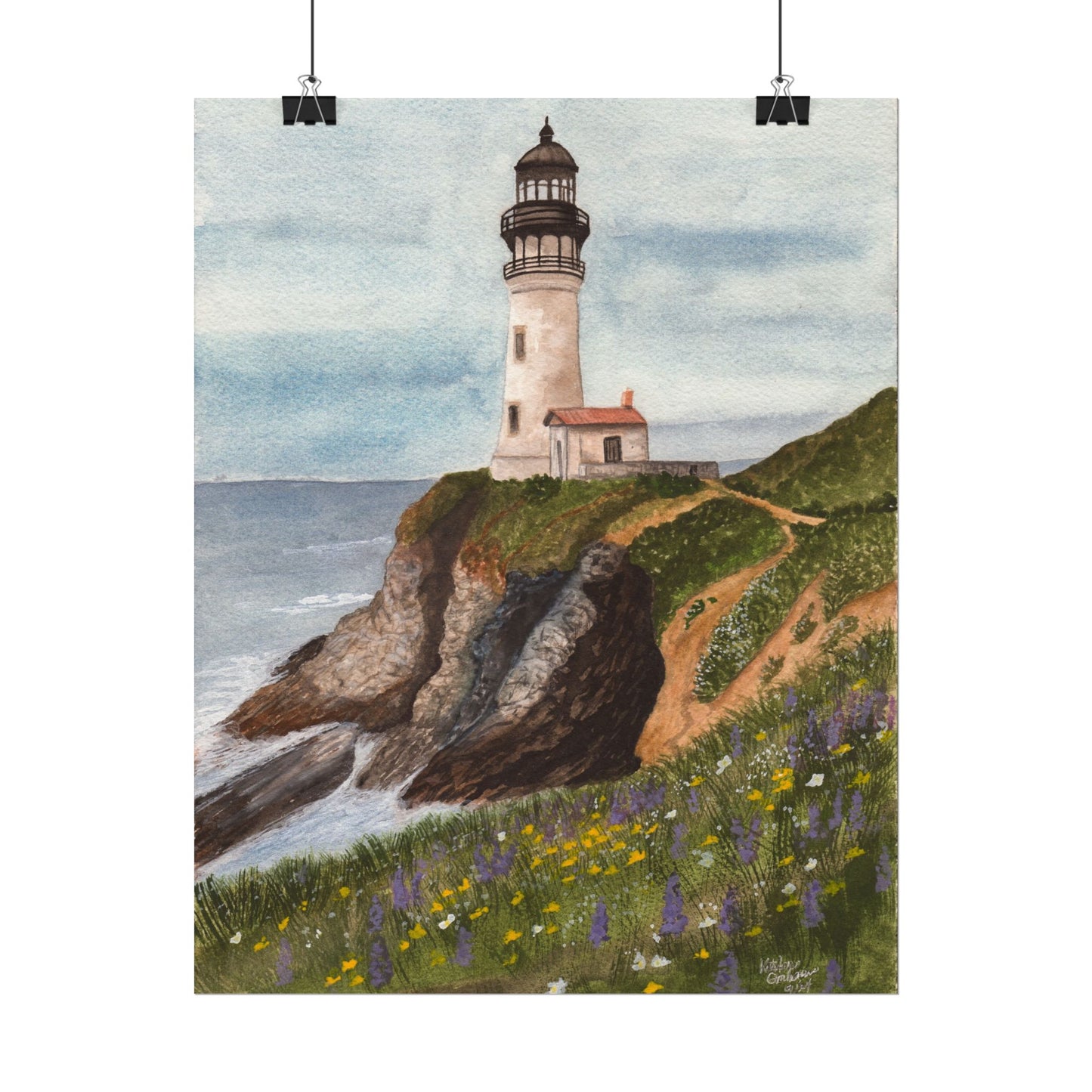 Lighthouse Textured Watercolor Matte Poster