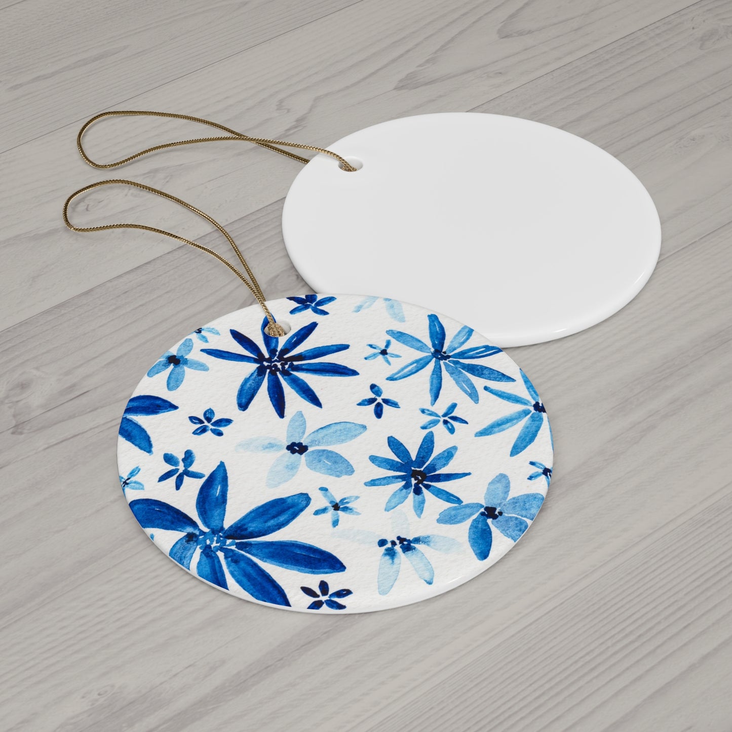 Blue Floral Ceramic Ornament