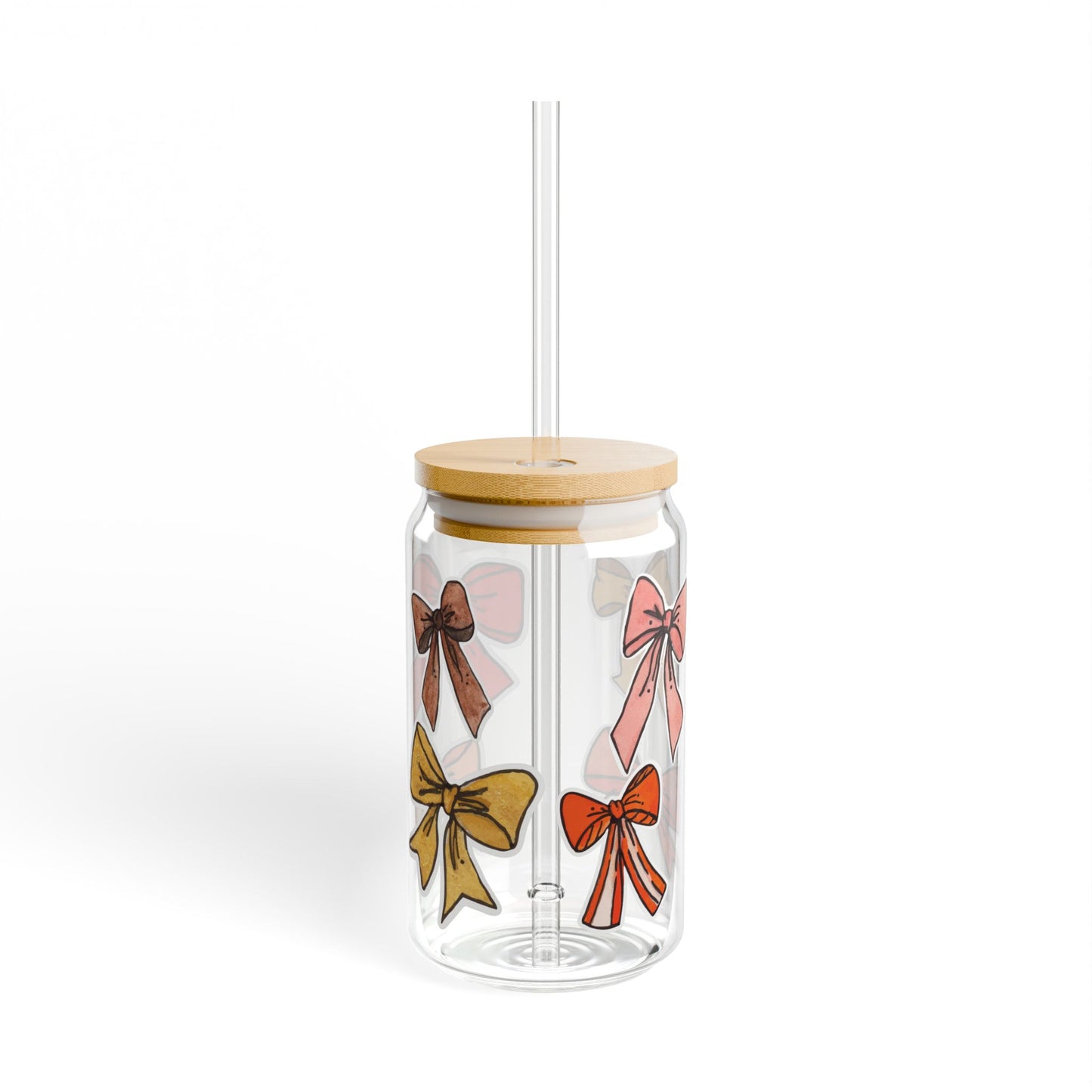 Charming Bow-Embellished Sipper Glass, 16oz