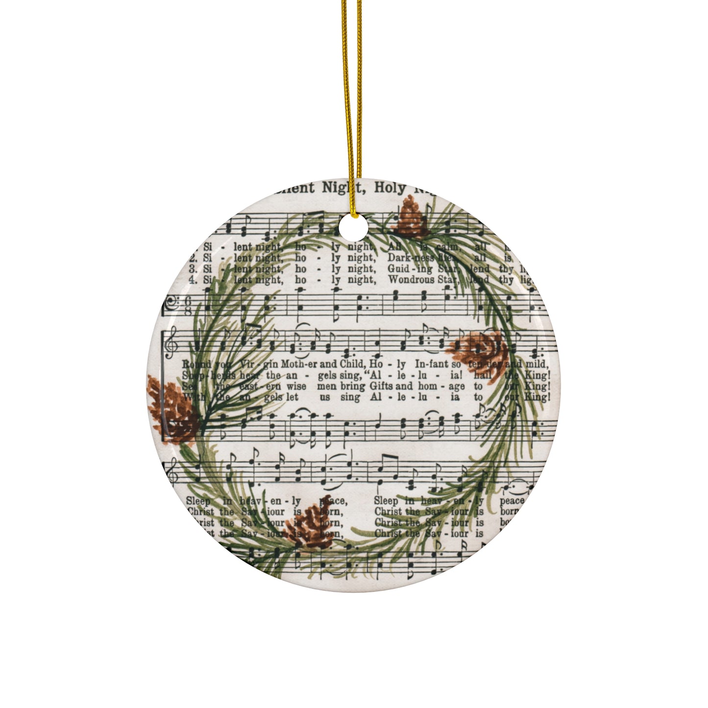 Silent Night Hymn Ceramic Ornament