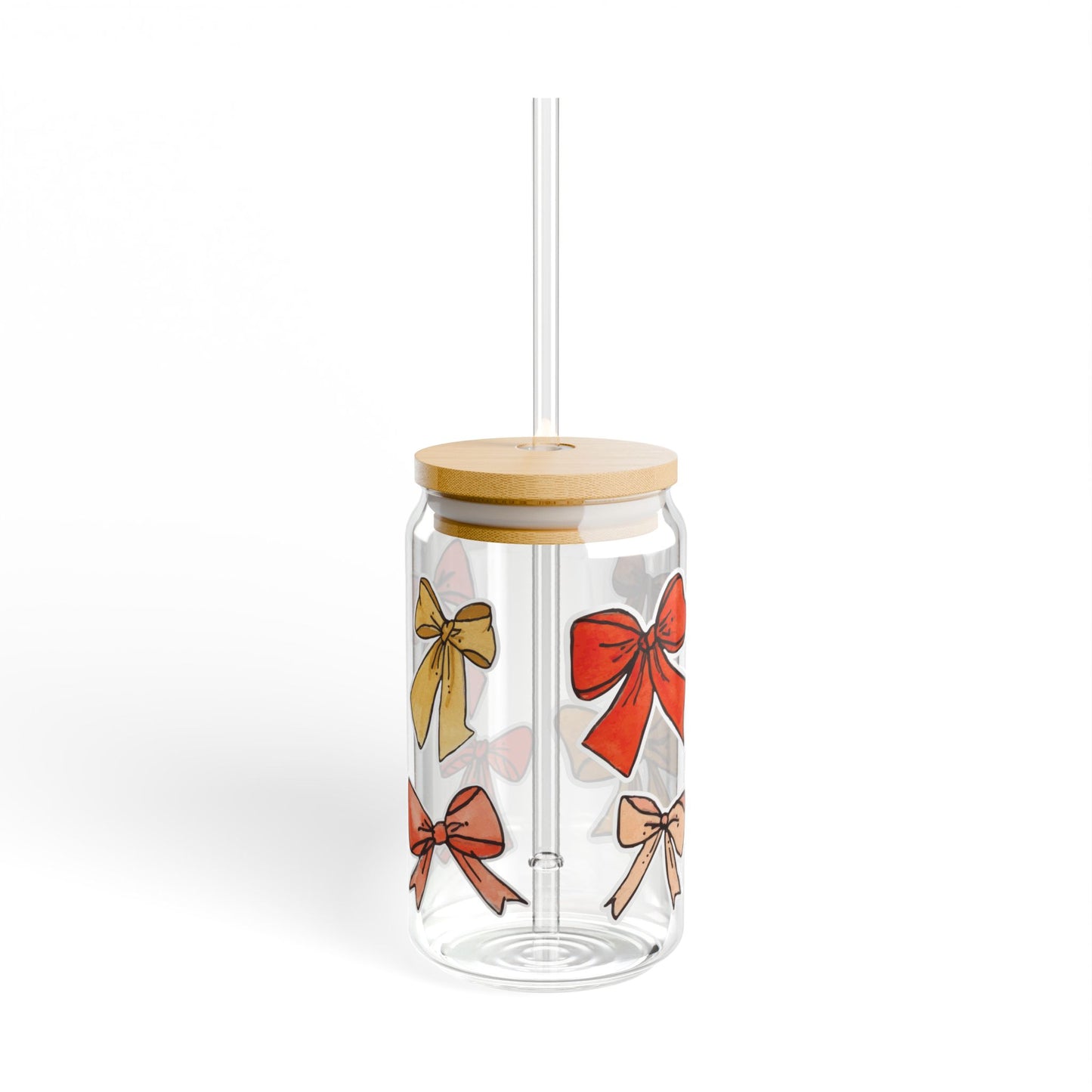 Charming Bow-Embellished Sipper Glass, 16oz