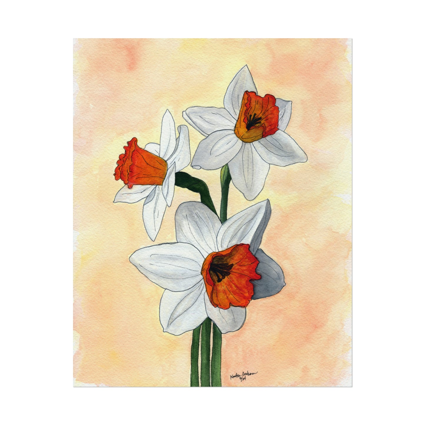 Watercolor DaffodilsTextured Watercolor Posters