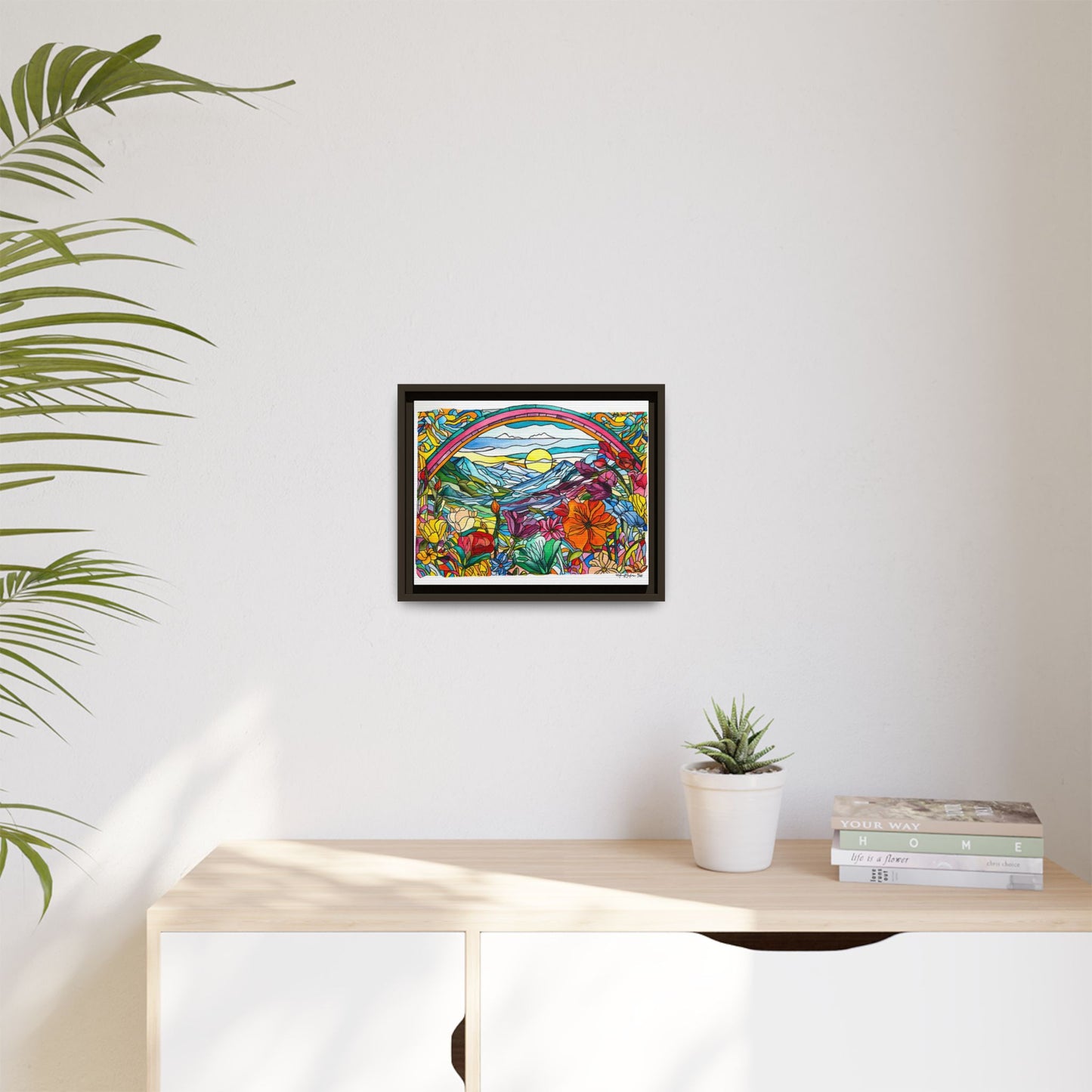 Watercolor Stained Glass Landscape Canvas Print
