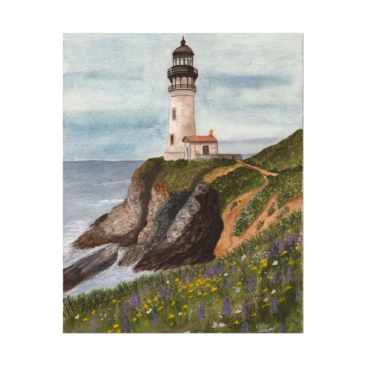 Lighthouse Textured Watercolor Matte Poster