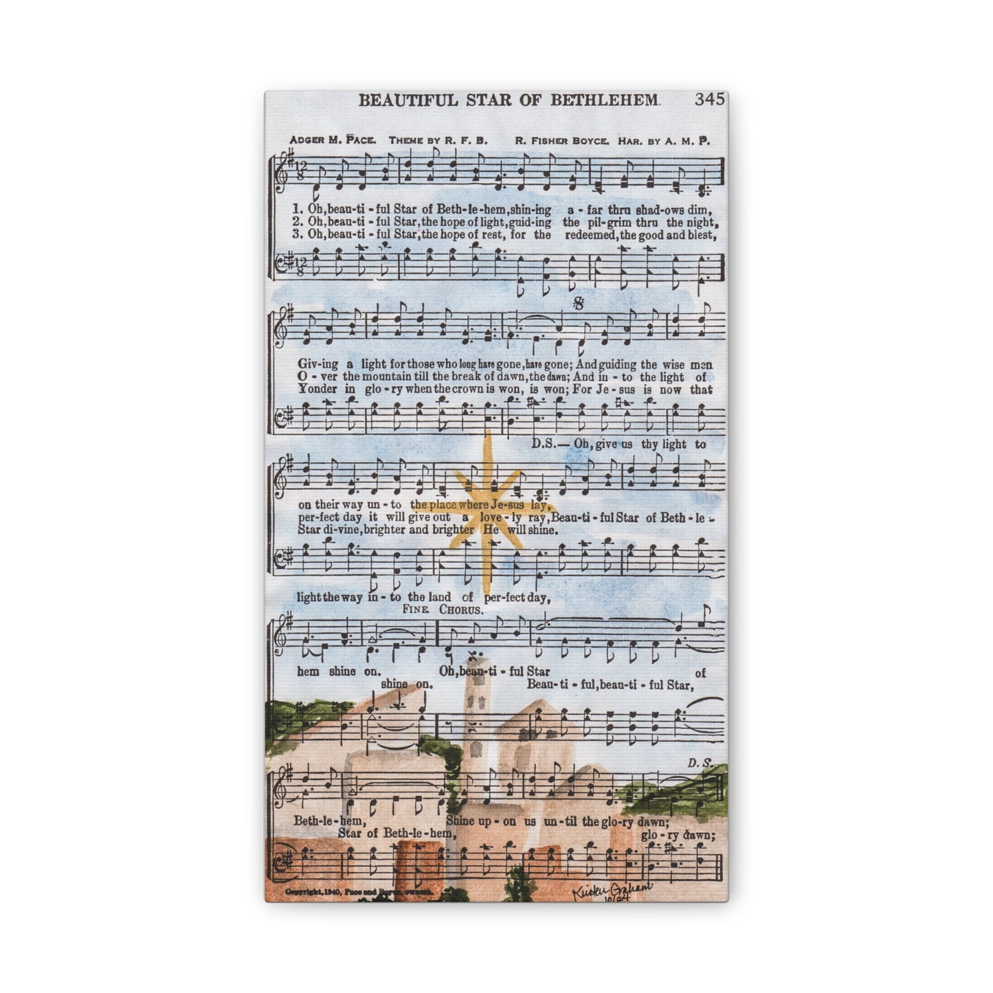 Beautiful Star of Bethlehem Hymn Canvas