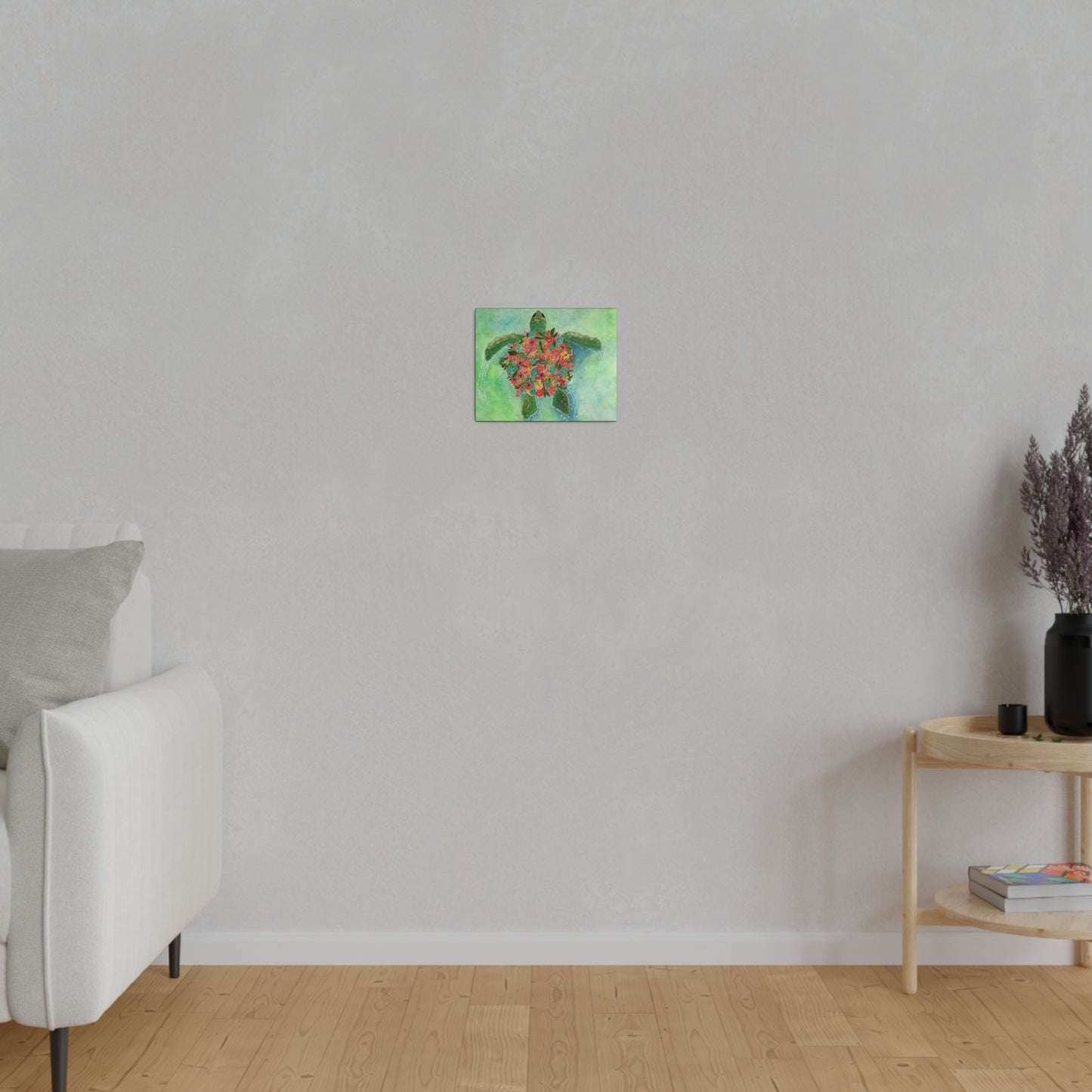 Watercolor Floral Turtle Canvas