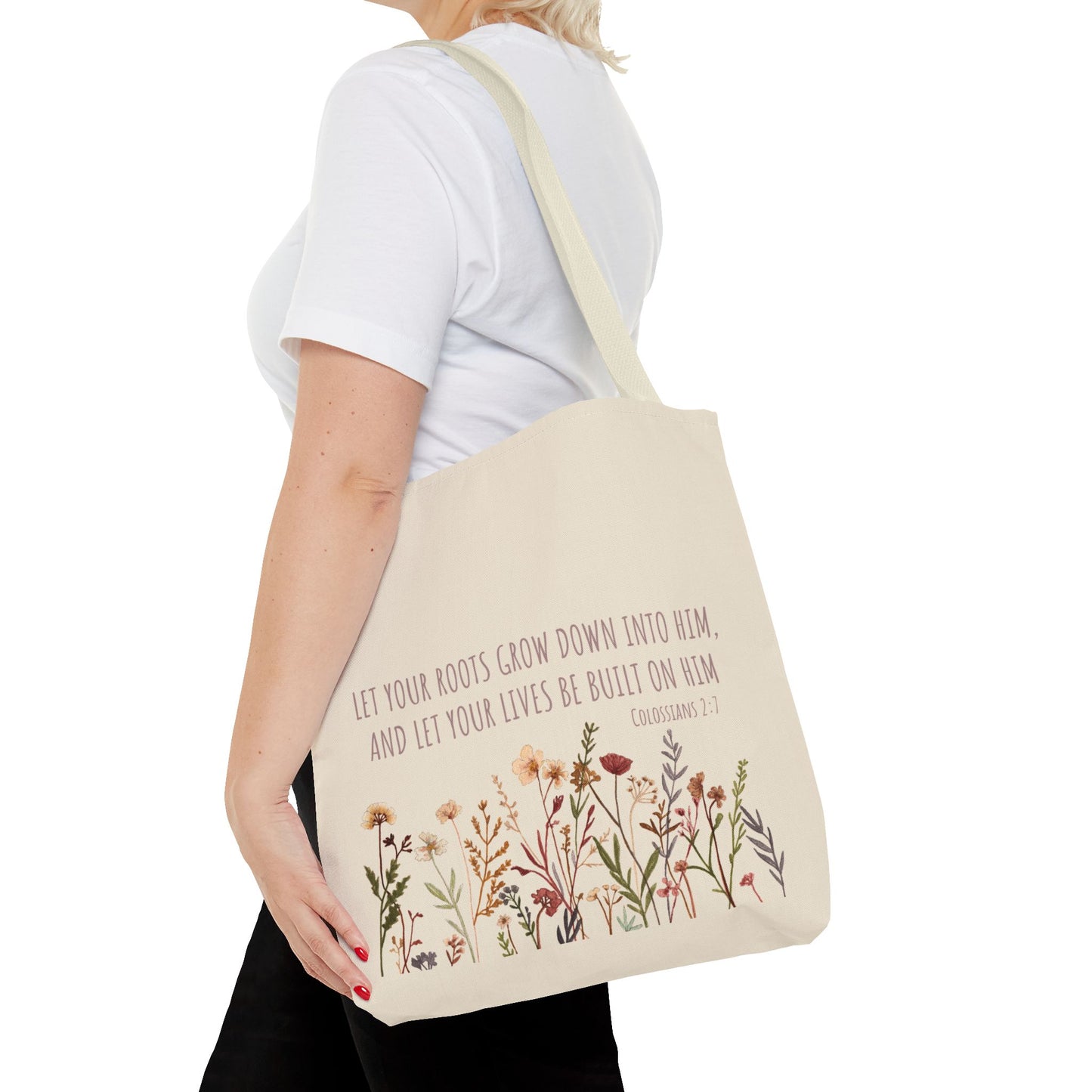 Colossians 2:7 Wildflower Tote Bag