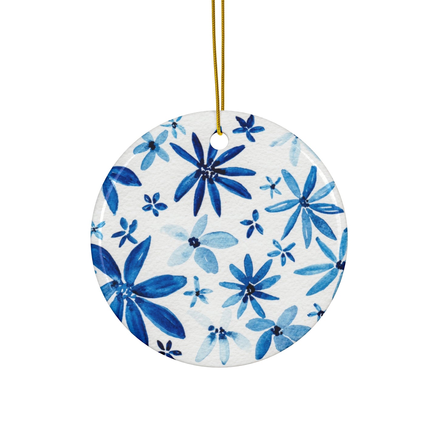 Blue Floral Ceramic Ornament