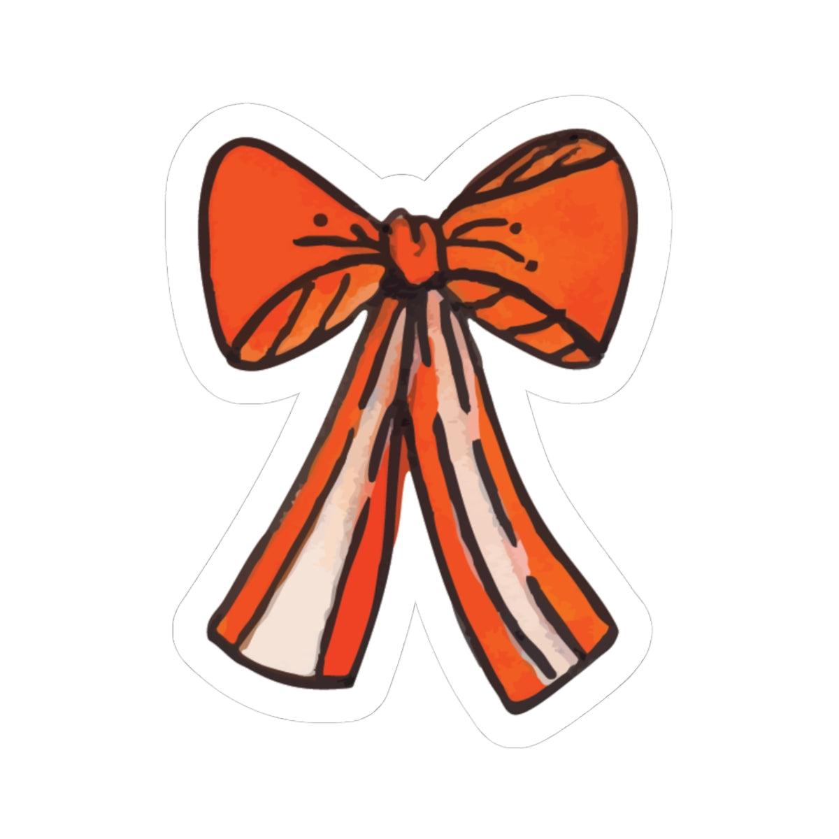 Cheerful Orange Watercolor Bow Kiss-Cut Stickers