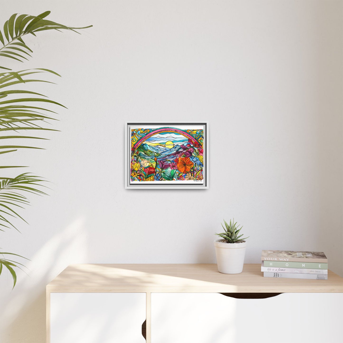 Watercolor Stained Glass Landscape Canvas Print