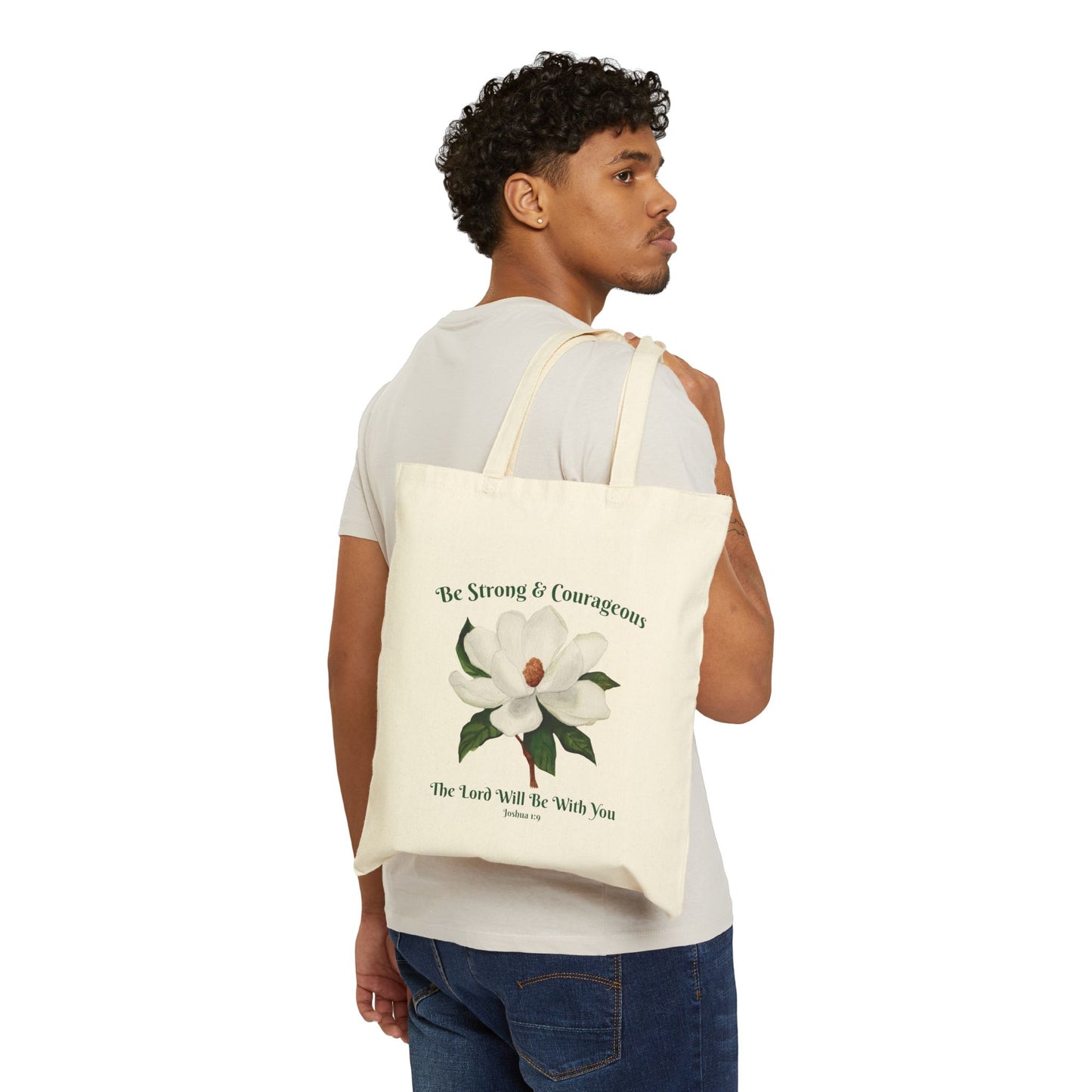 Magnolia Joshua 1:9 - Cotton Canvas Tote Bag