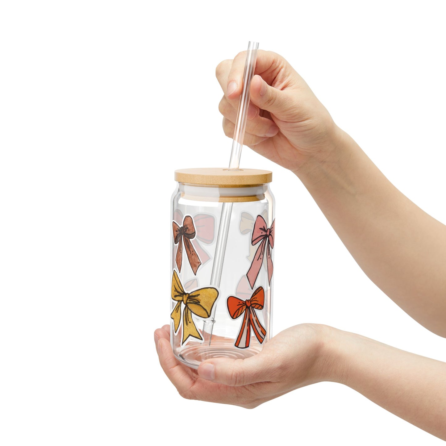 Charming Bow-Embellished Sipper Glass, 16oz