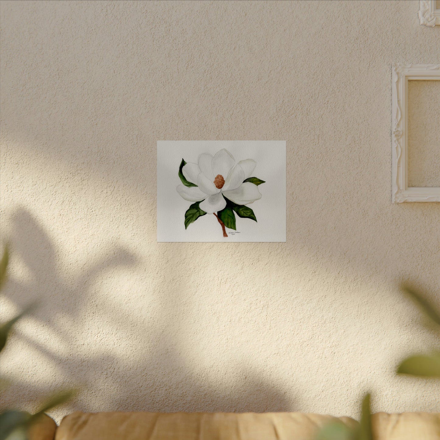 White Magnolia Watercolor Matte Posters