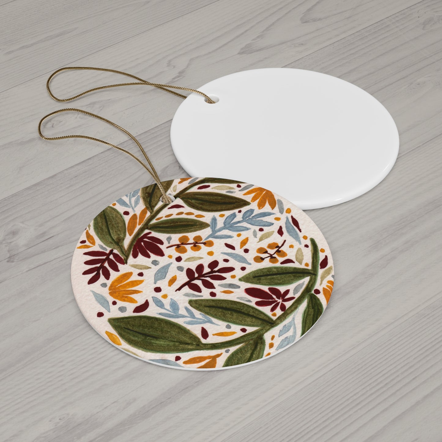 Green & Yellow Floral Ceramic Ornament