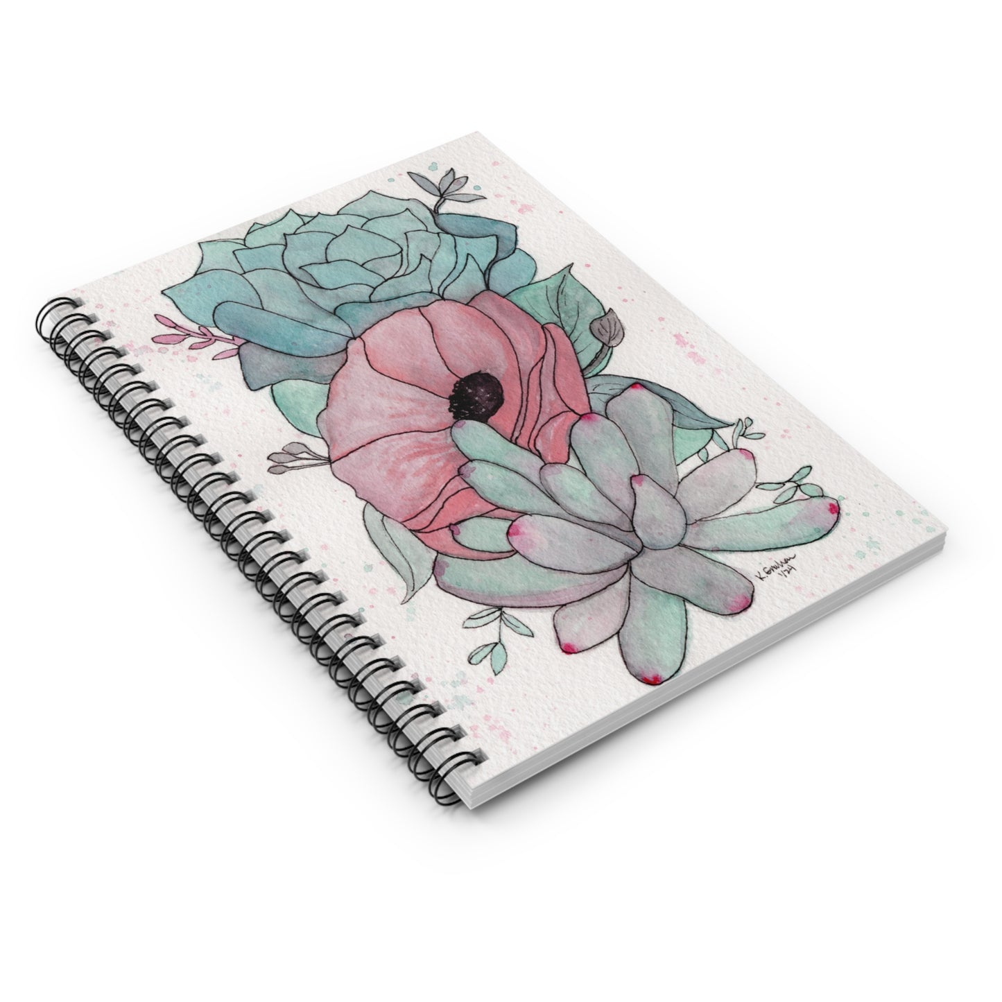 Watercolor Succulents Spiral Notebook