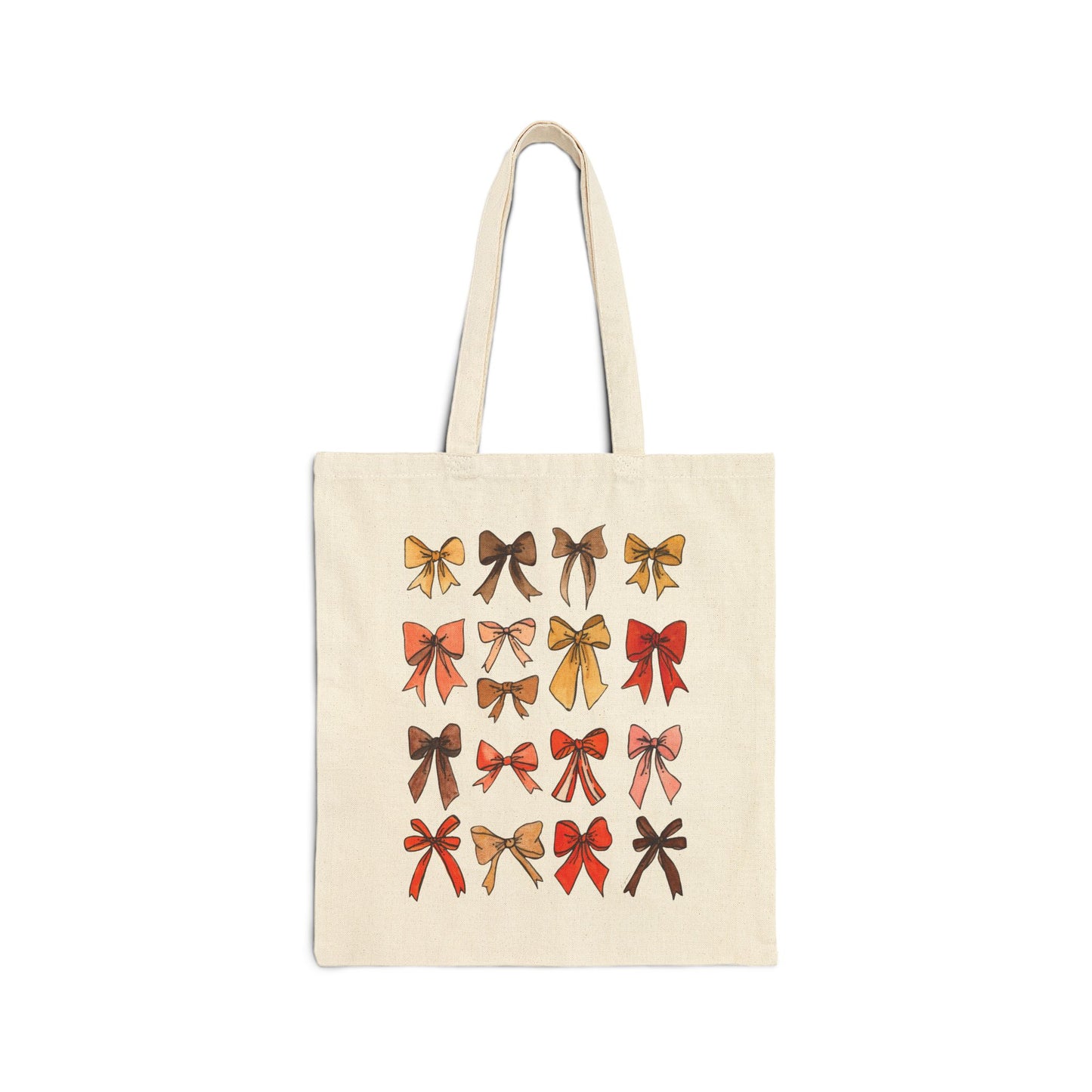 Charming Bow Print Cotton Canvas Tote Bag