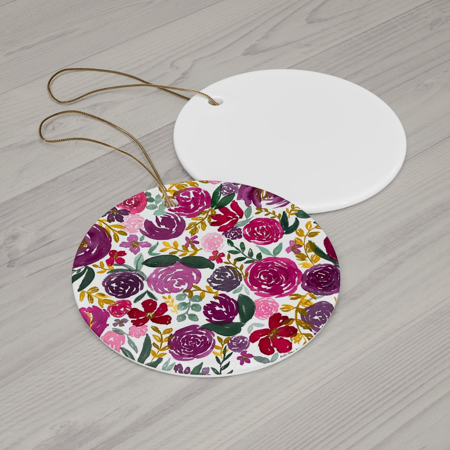Colorful Florals Ceramic Ornament