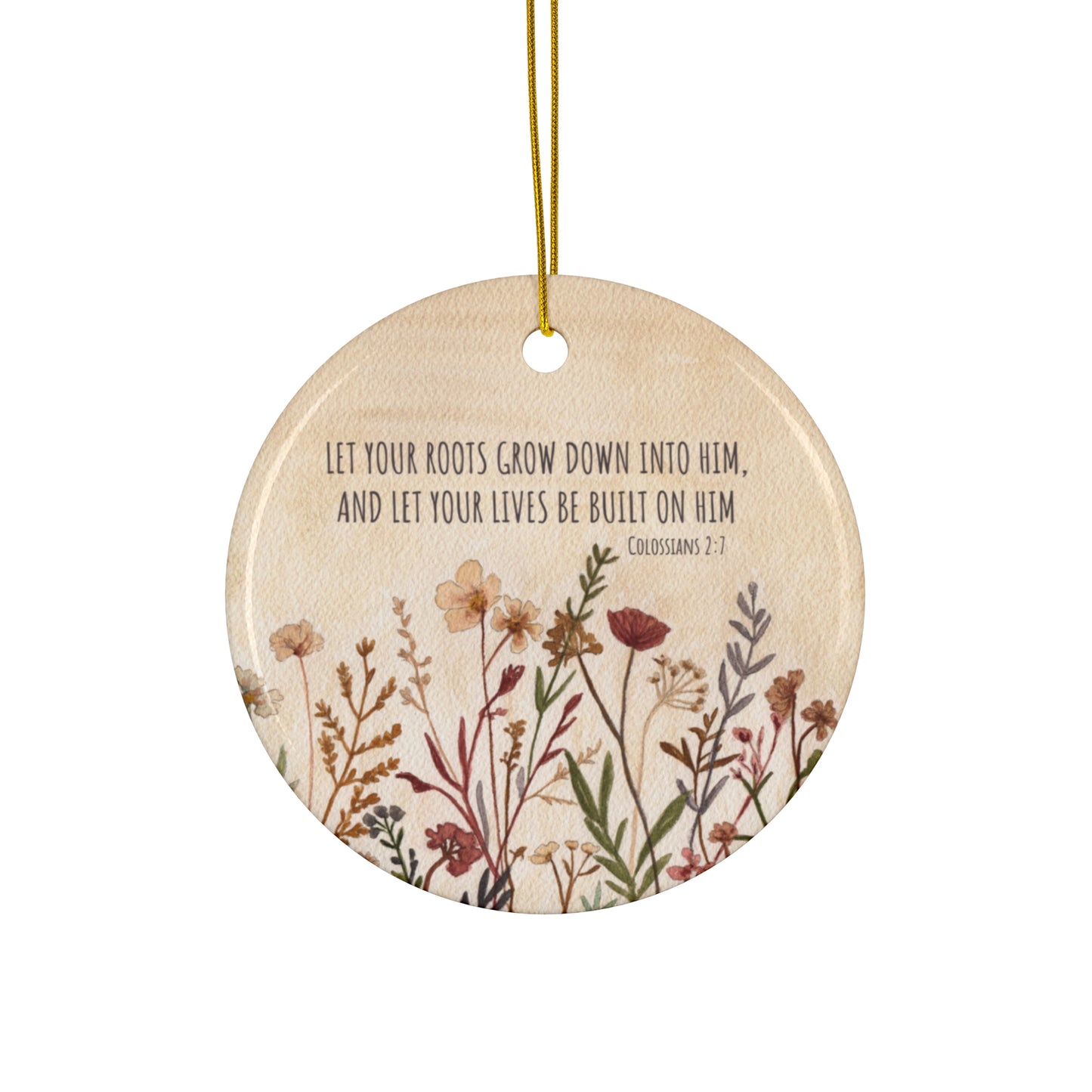 Neutral Wildflowers Ceramic Ornament