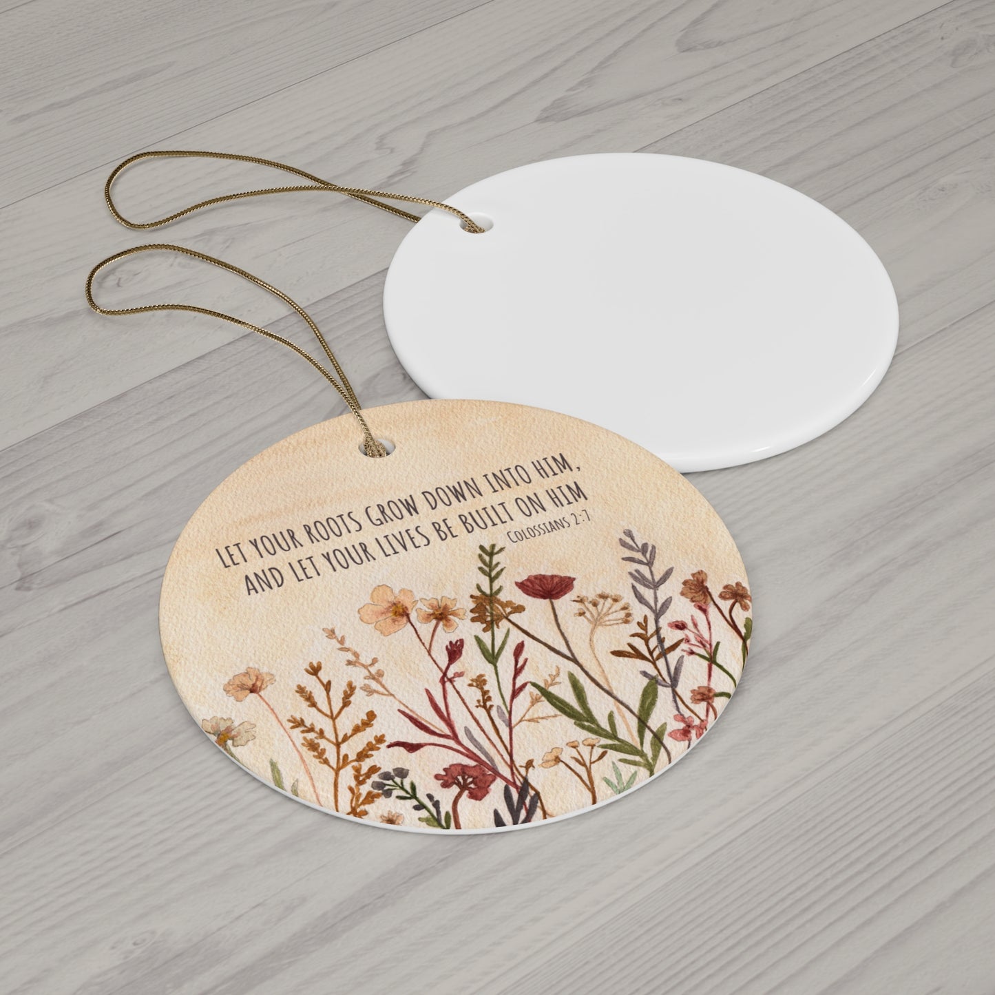 Neutral Wildflowers Ceramic Ornament