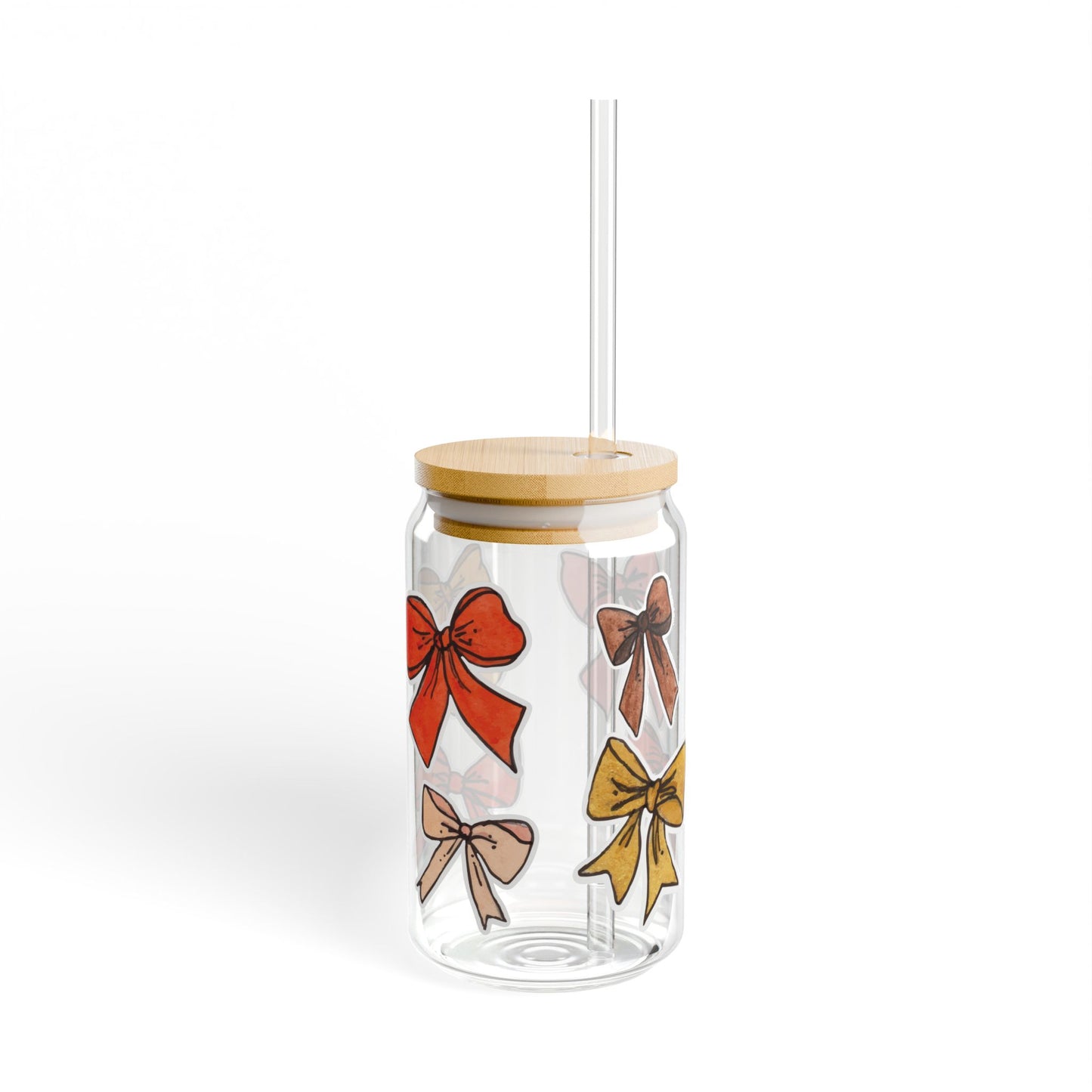Charming Bow-Embellished Sipper Glass, 16oz