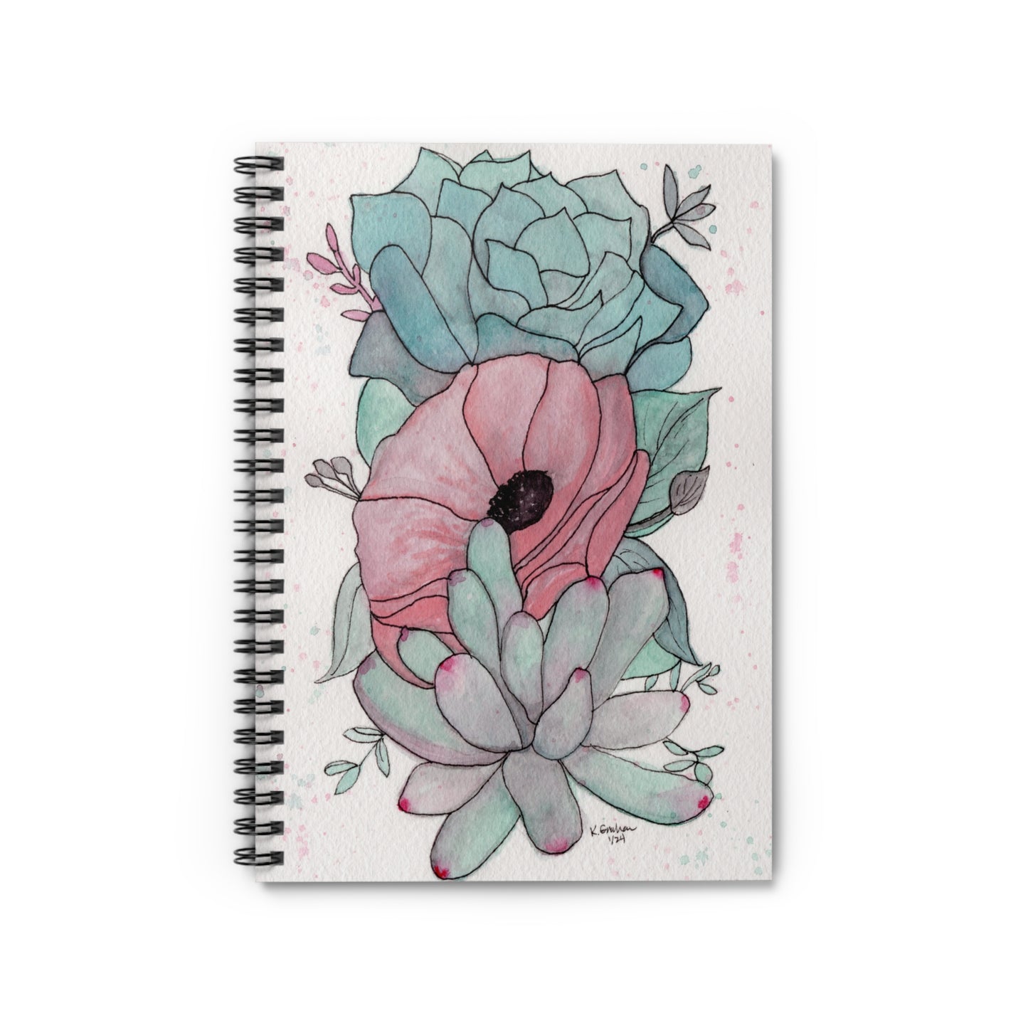 Watercolor Succulents Spiral Notebook