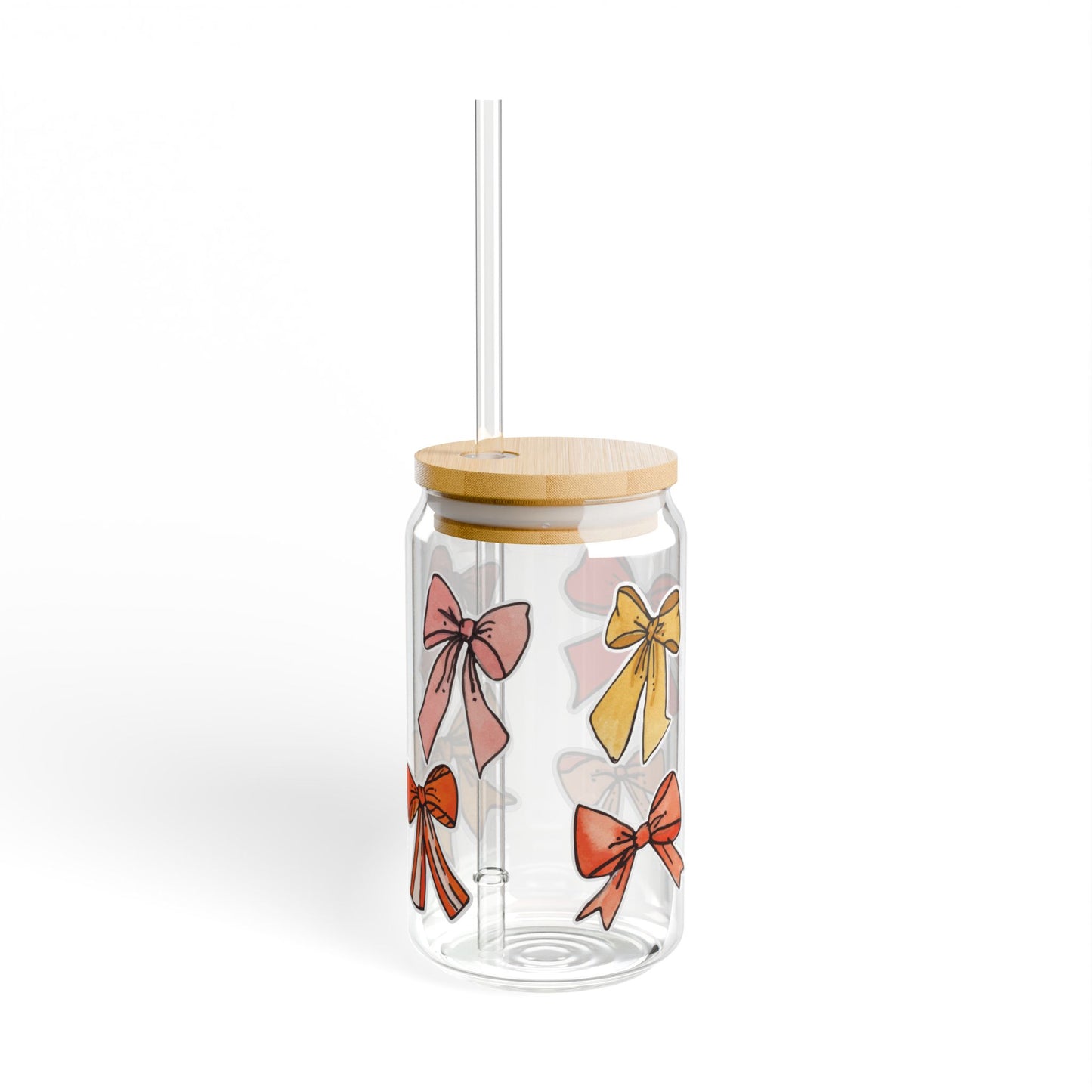 Charming Bow-Embellished Sipper Glass, 16oz