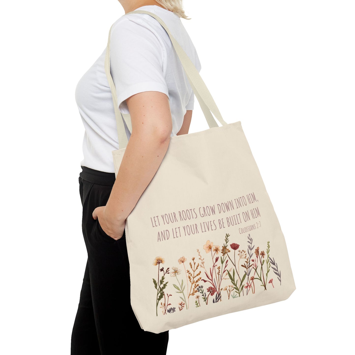 Colossians 2:7 Wildflower Tote Bag