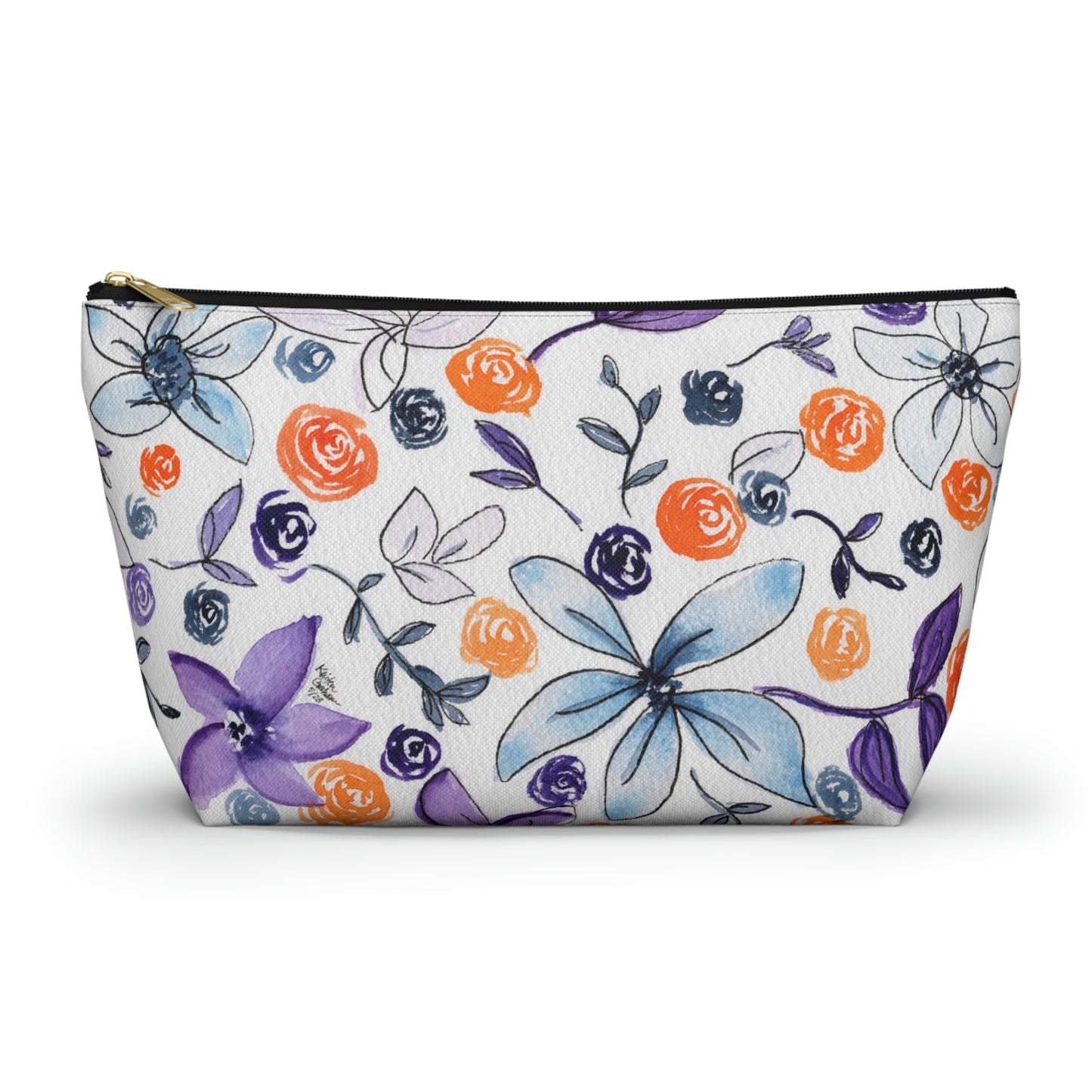Purple & Orange Floral Accessory Pouch