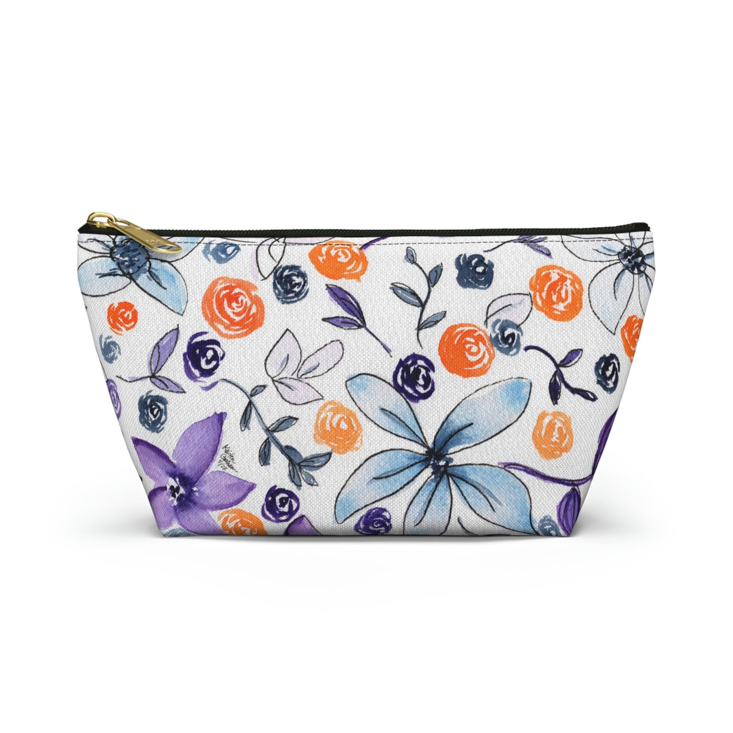 Purple & Orange Floral Accessory Pouch