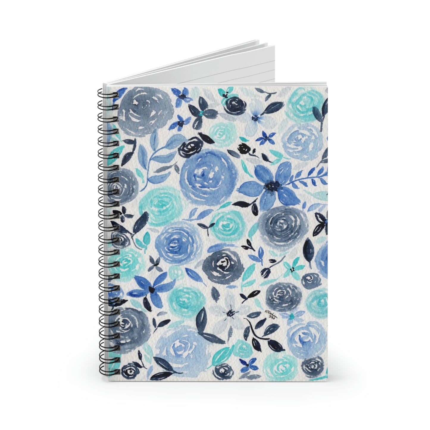 Bright Blue Floral Spiral Notebook