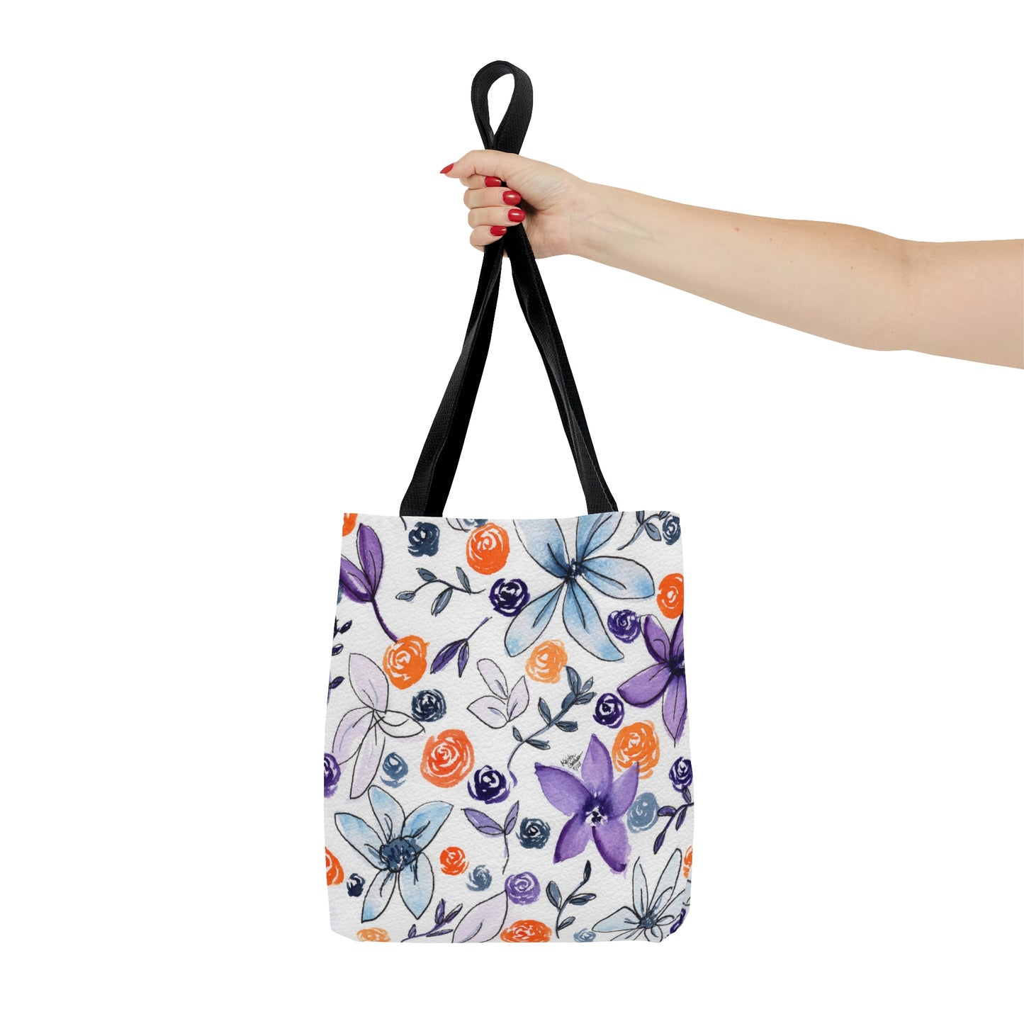Purple & Orange Floral Tote Bag