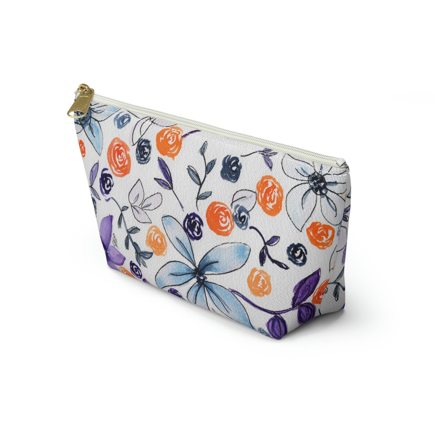 Purple & Orange Floral Accessory Pouch