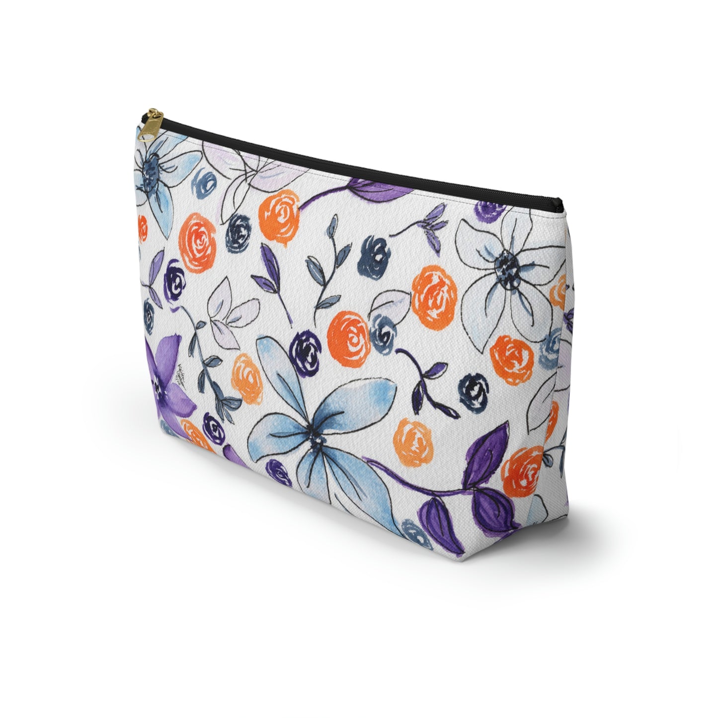 Purple & Orange Floral Accessory Pouch