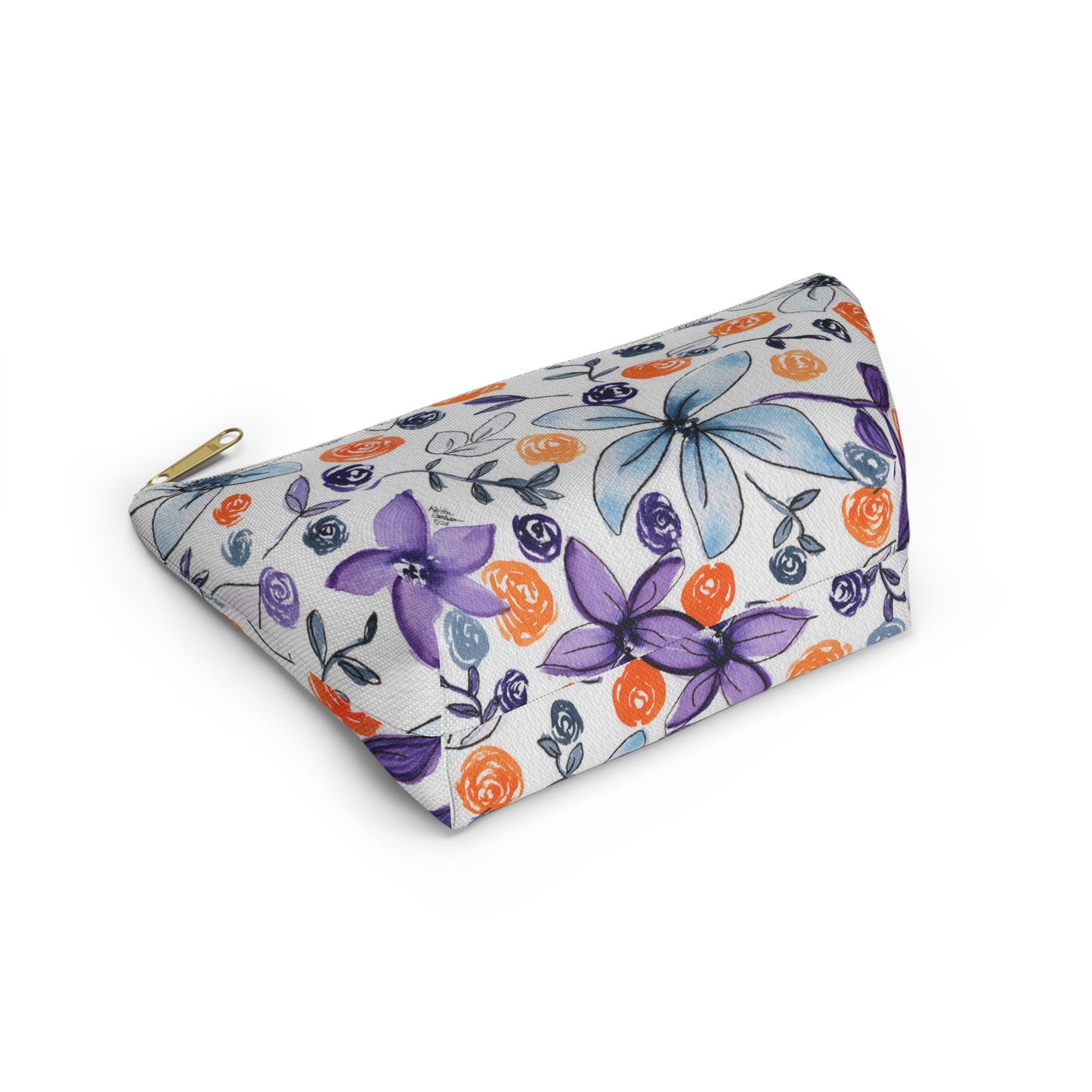 Purple & Orange Floral Accessory Pouch