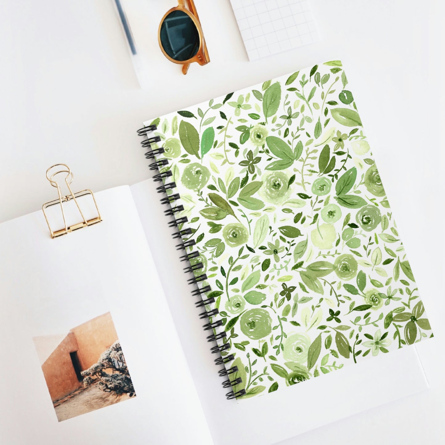 Green Floral Notebook