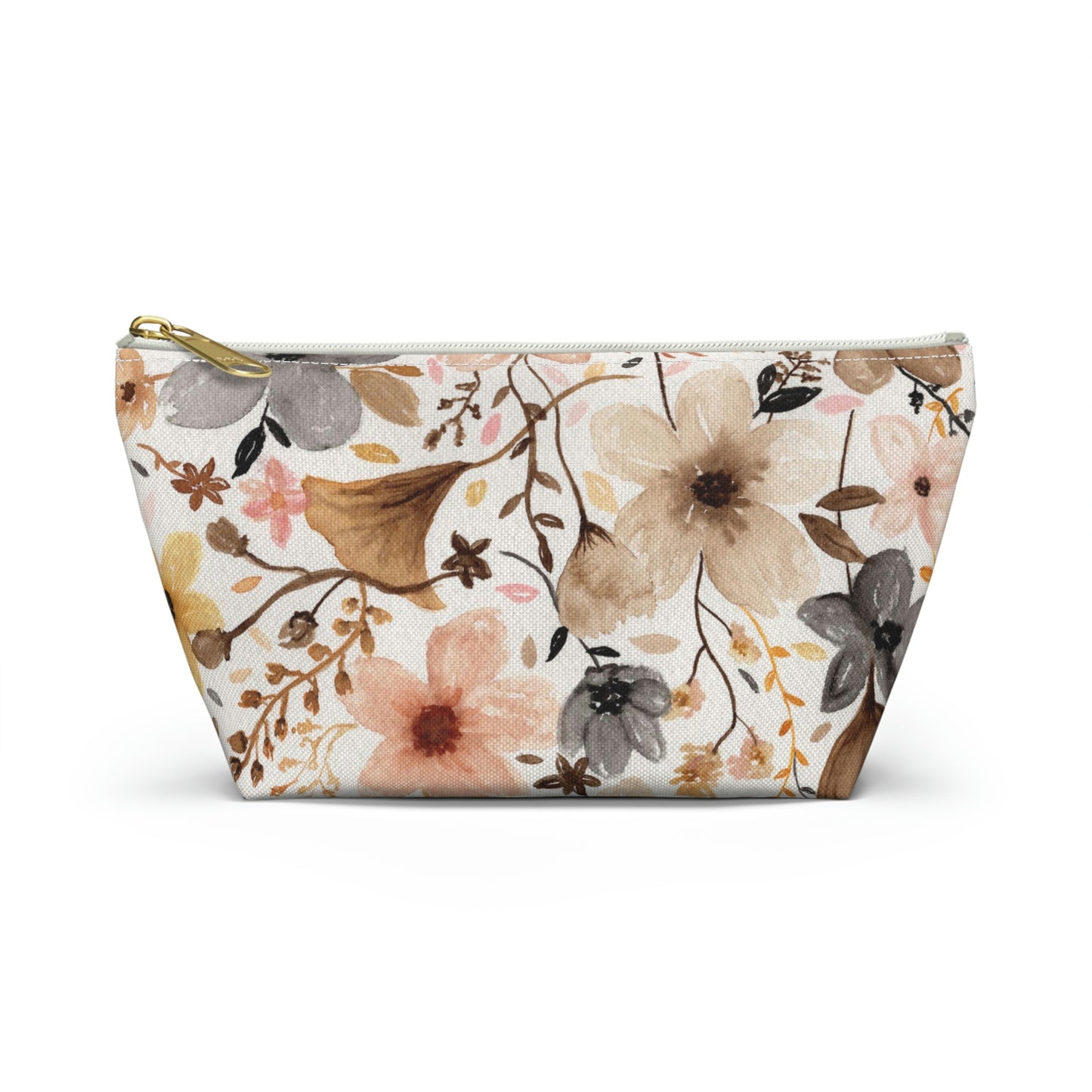 Neutral Floral Small Accessory Pouch