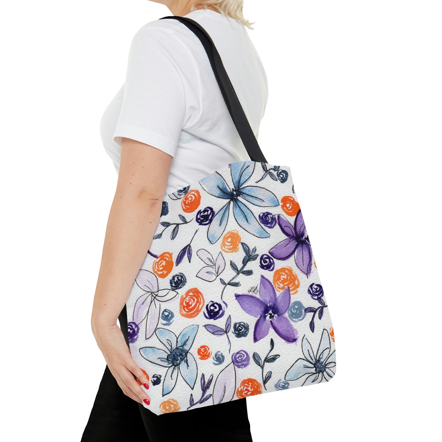 Purple & Orange Floral Tote Bag