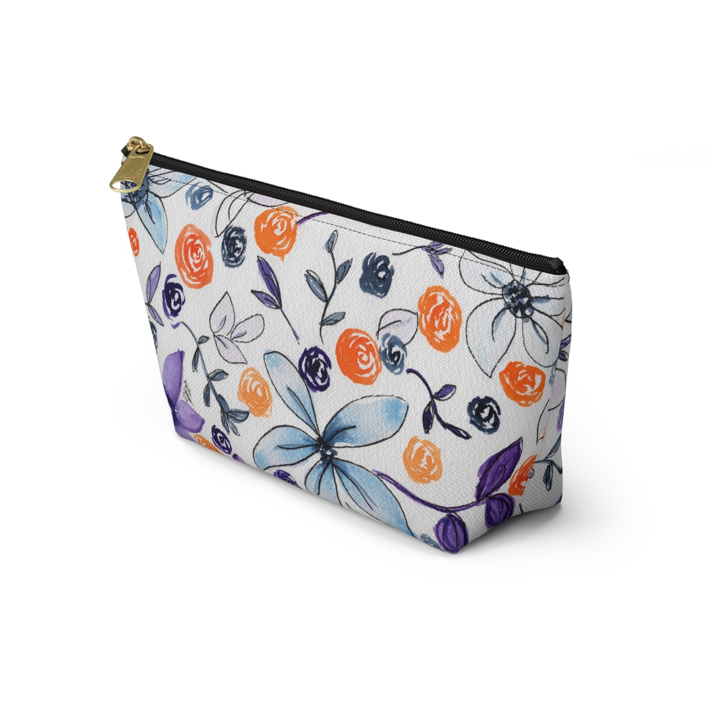 Purple & Orange Floral Accessory Pouch