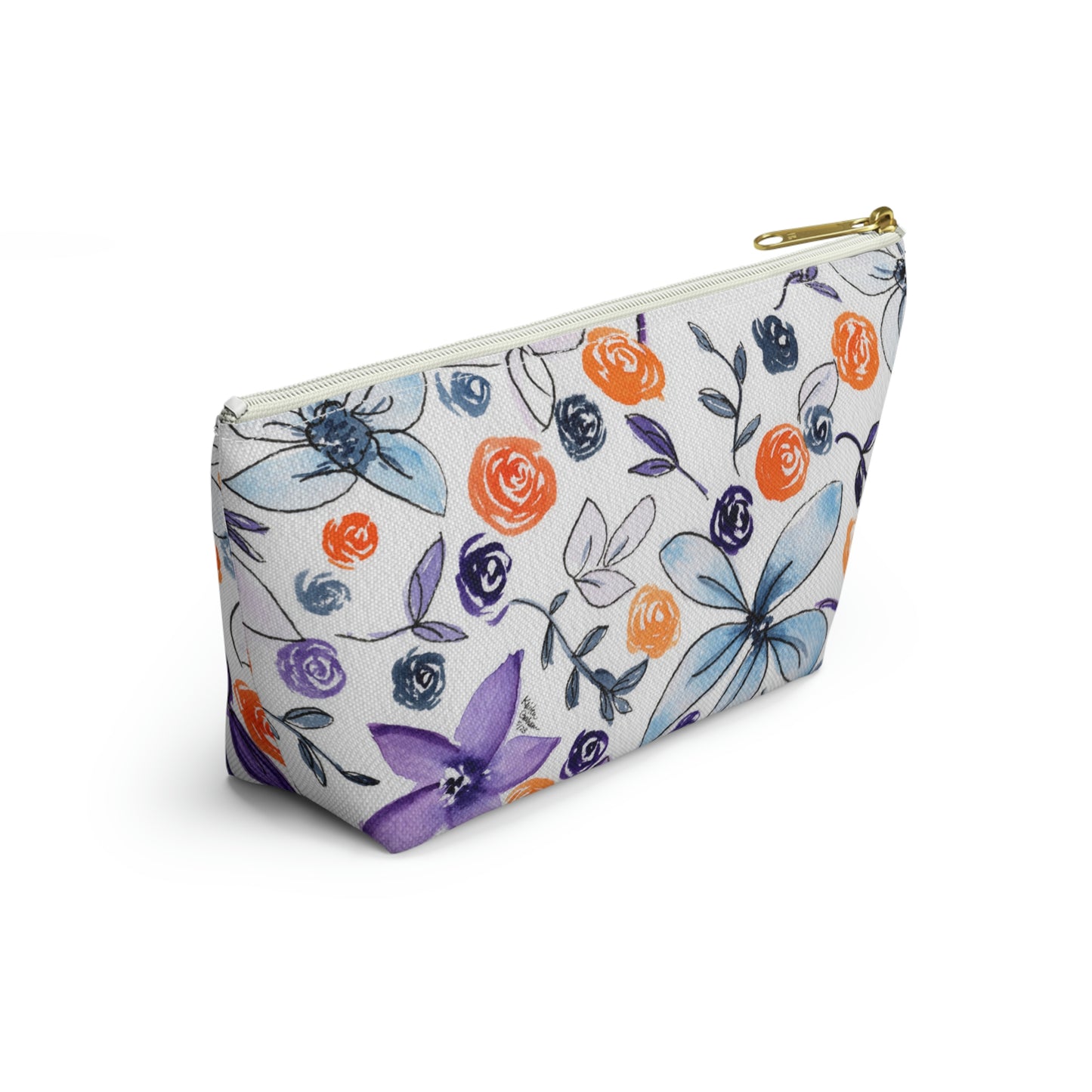 Purple & Orange Floral Accessory Pouch