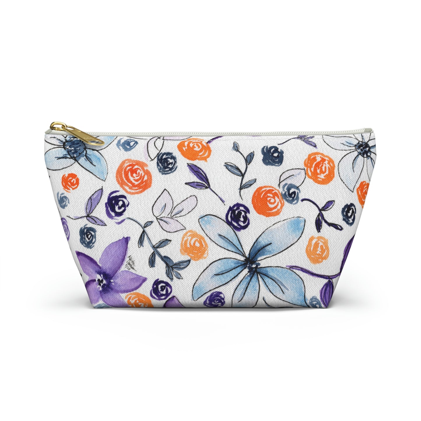 Purple & Orange Floral Accessory Pouch